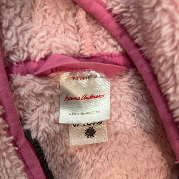 Hanna Andersson Marshmallow Pink Hoodie Jacket Zip Up Coat Size 3T or 90cm - Picture 4 of 4